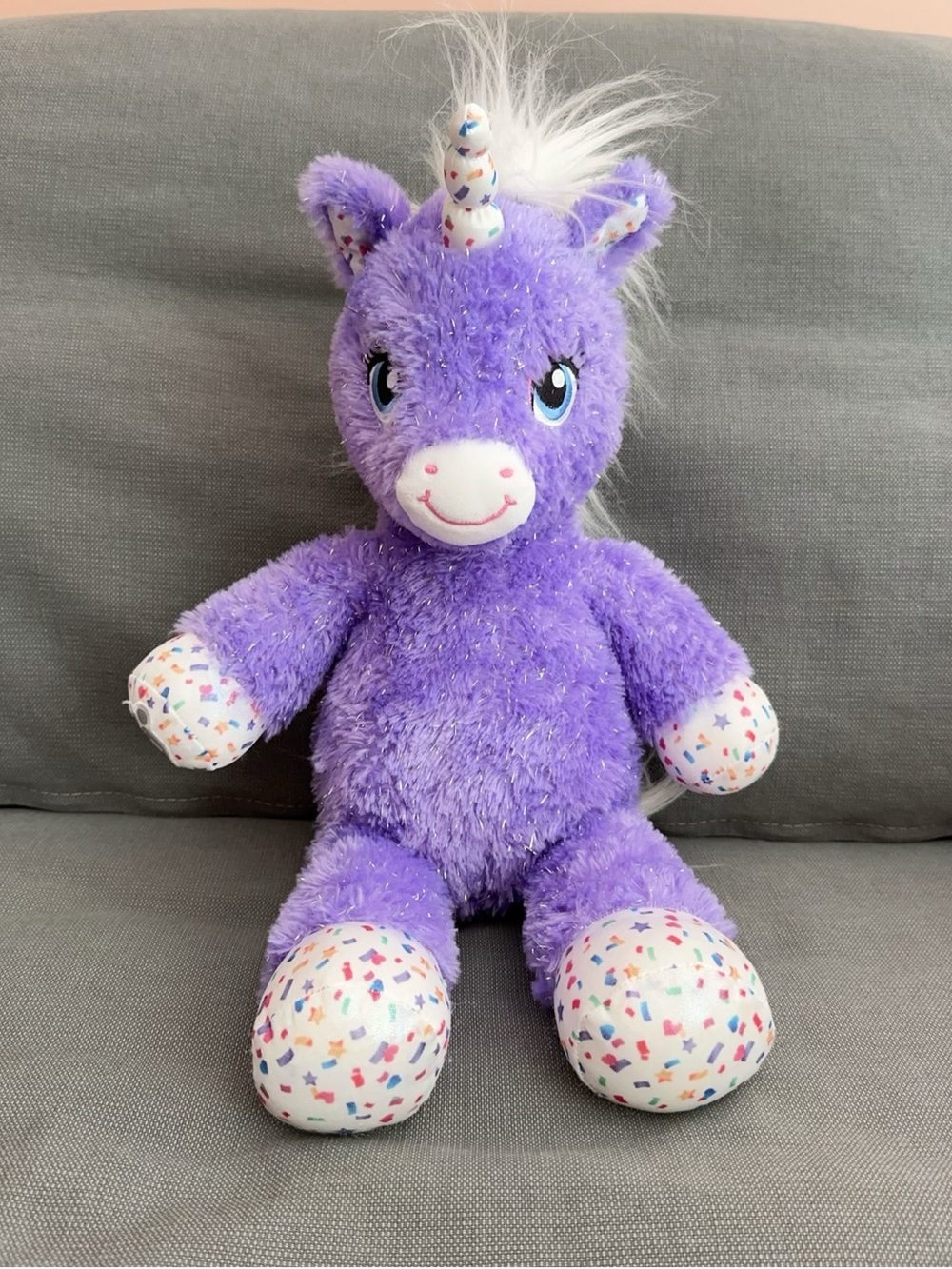 Build-A-Bear Purple Plush Unicorn with Confetti Hooves